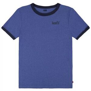 Levi’s Boys Small Batwing Ringer Graphic Logo Tee Shirt Top, blue t-shirt